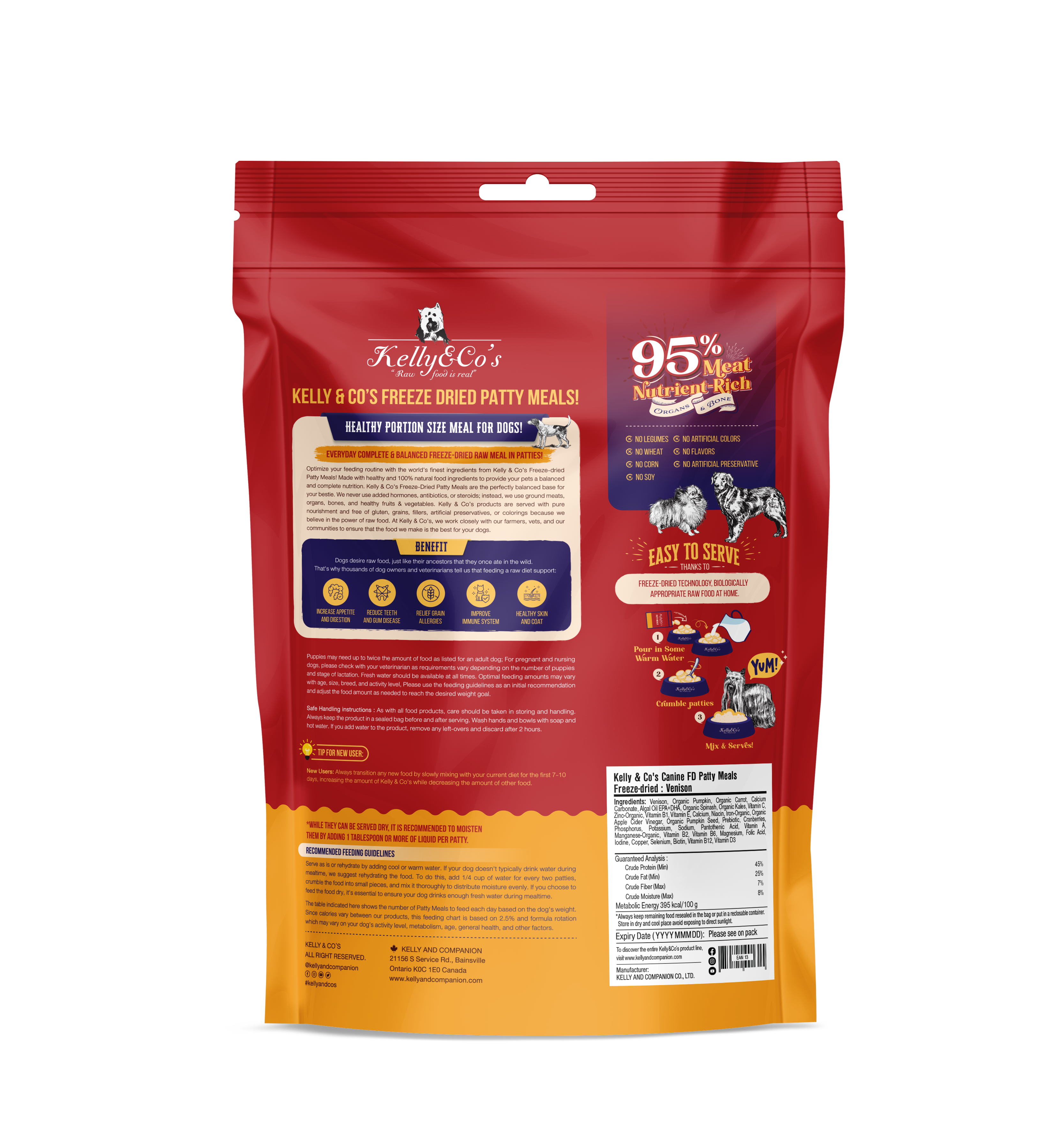Kelly & Co’s Canine Patty Meals Venison Formula